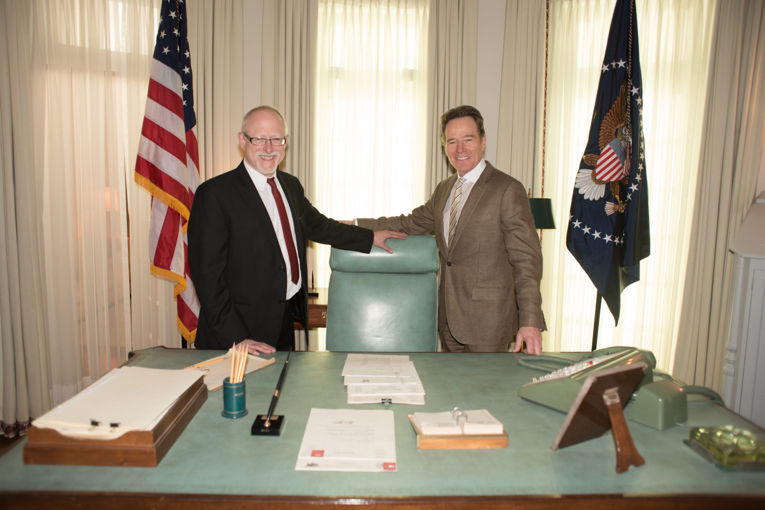 Bryan Cranston and Robert Schenkkan in the Oval Office